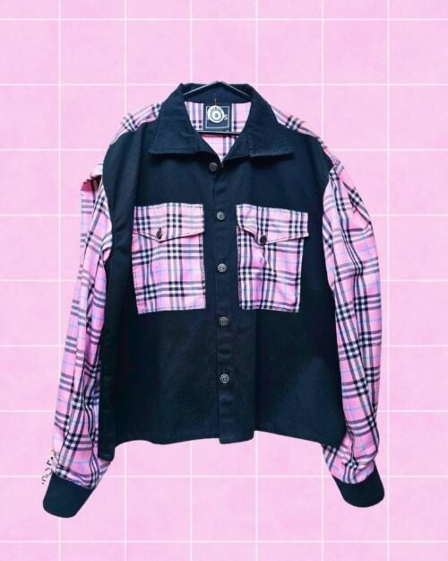 Chamarra tartán rosa