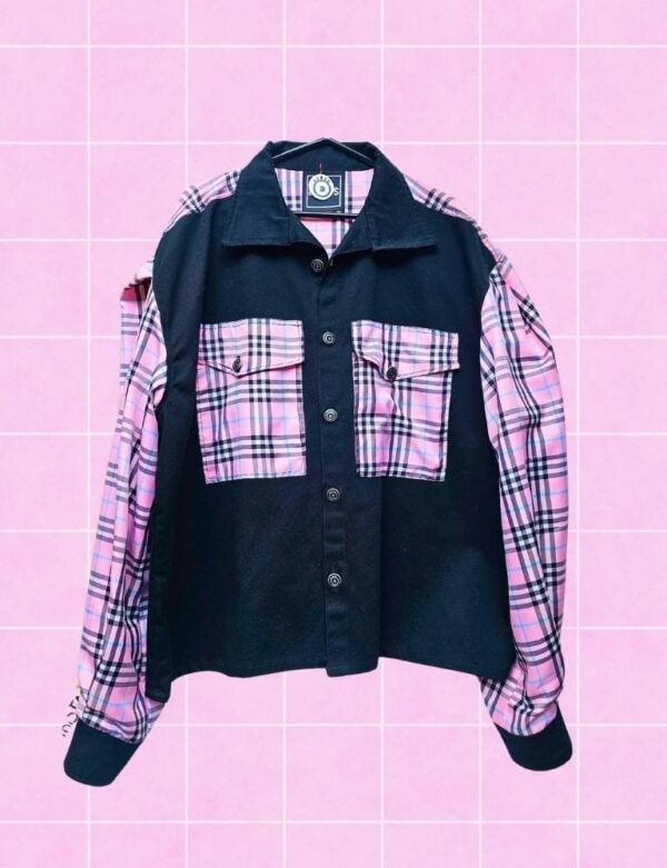 Chamarra tartán rosa