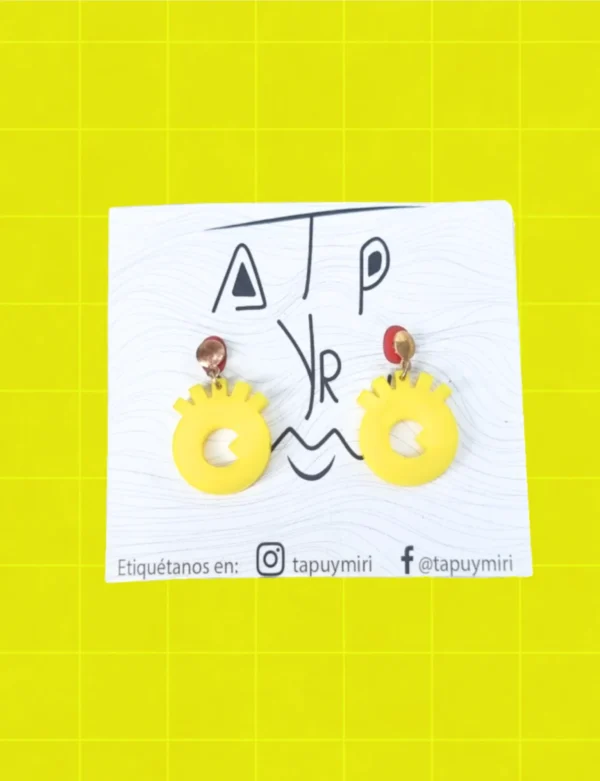 Aro acrilico ojos pequeño amarillo