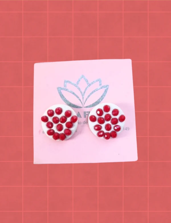 Aro porcelana piedras rojas