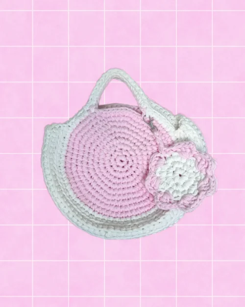 Bolso crochet trapillo rosado