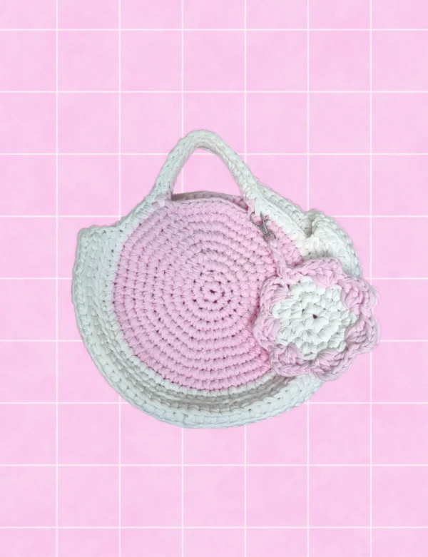 Bolso crochet trapillo rosado