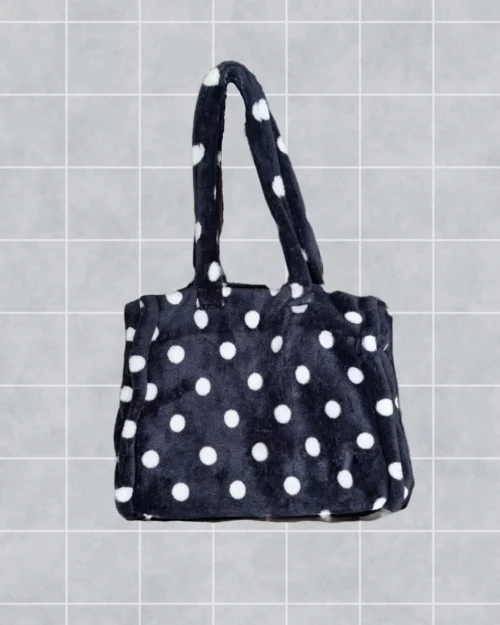Bolso peluche motas negro