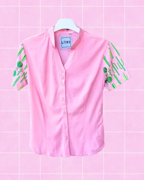 Camisa mangas cactus mujer rosado