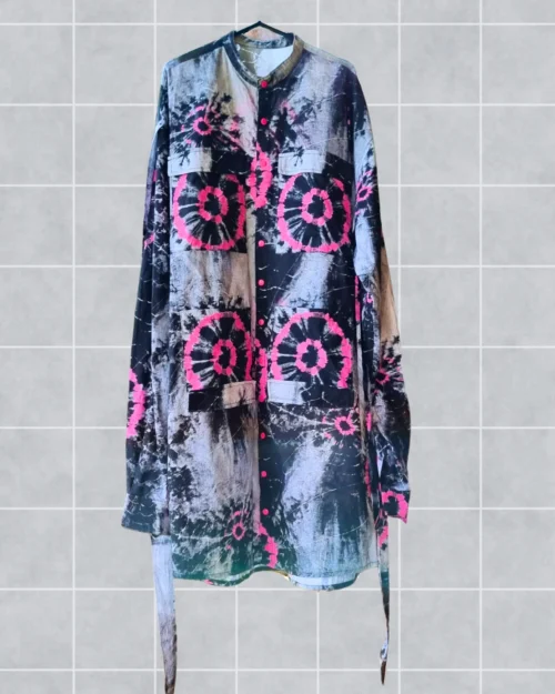 Camison oversize tie dye - fucsia y negro