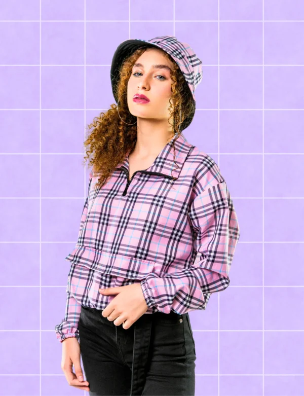 Chamarra a cuadros rosado