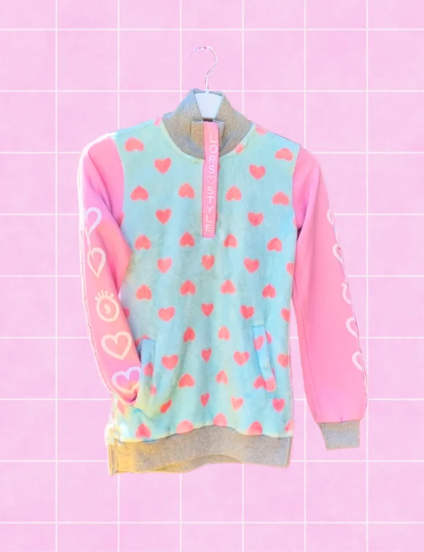 Chompa corazones celeste