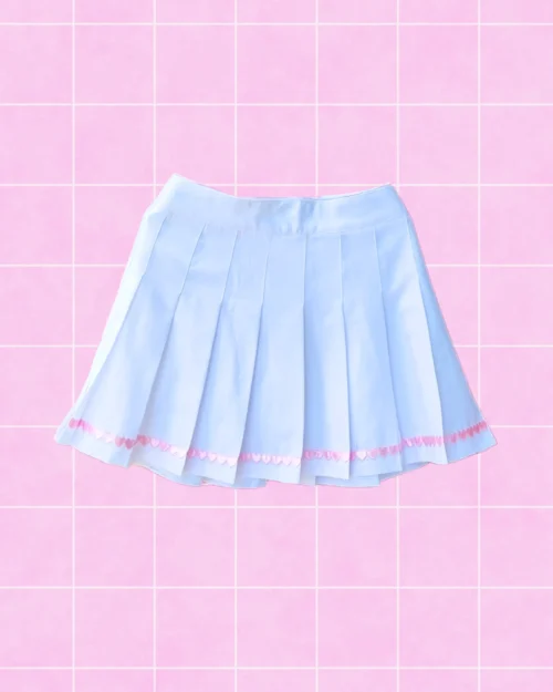 Falda tableada kawaii blanca