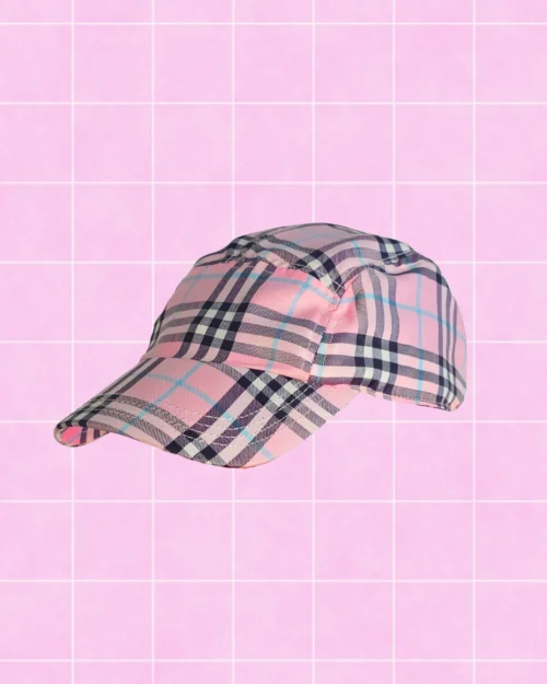 Gorra tela a cuadros rosada
