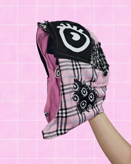 Gorro de tela parches rosa