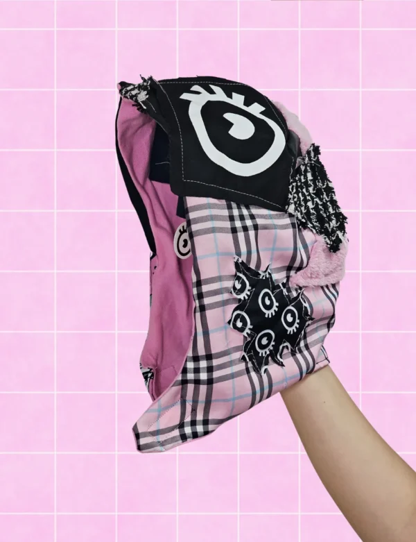 Gorro de tela parches rosa