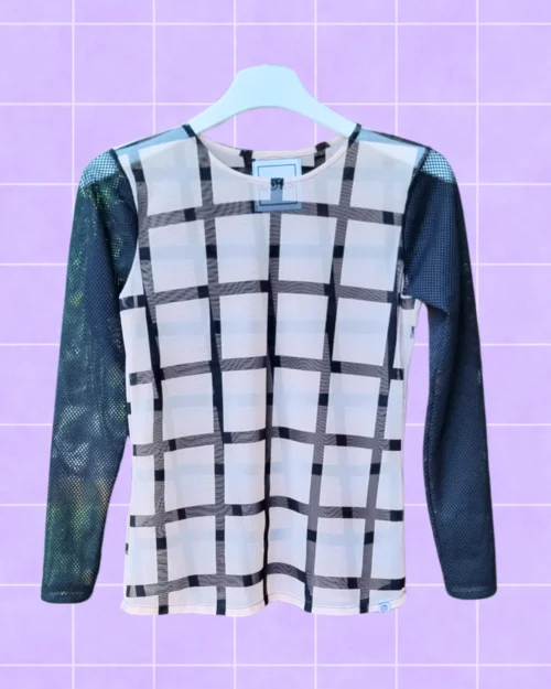 Manga larga malla estampa cuadros