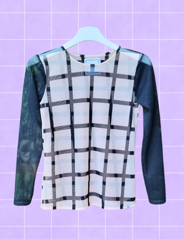 Manga larga malla estampa cuadros