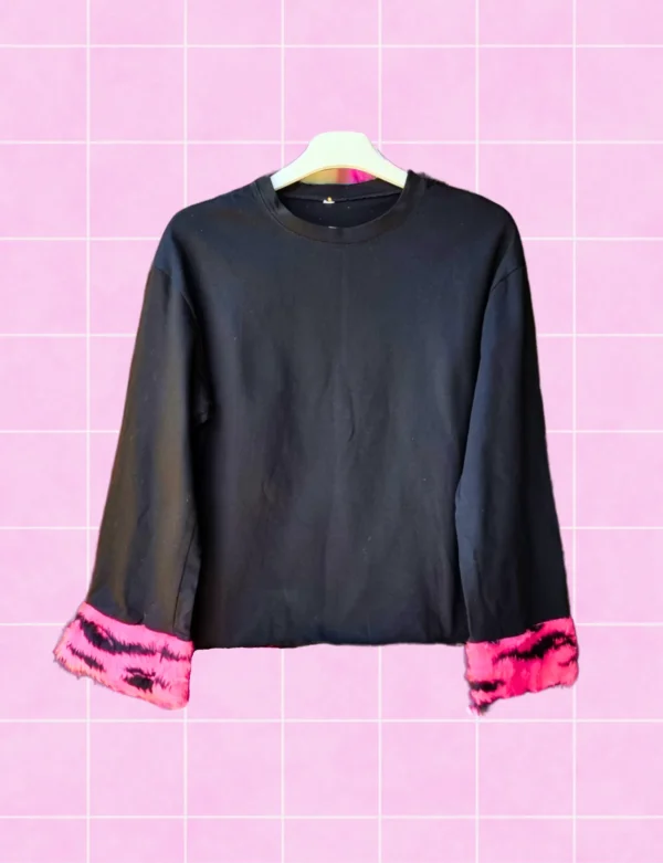 Manga larga peluche rosado