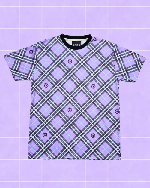 Polera lila tartán