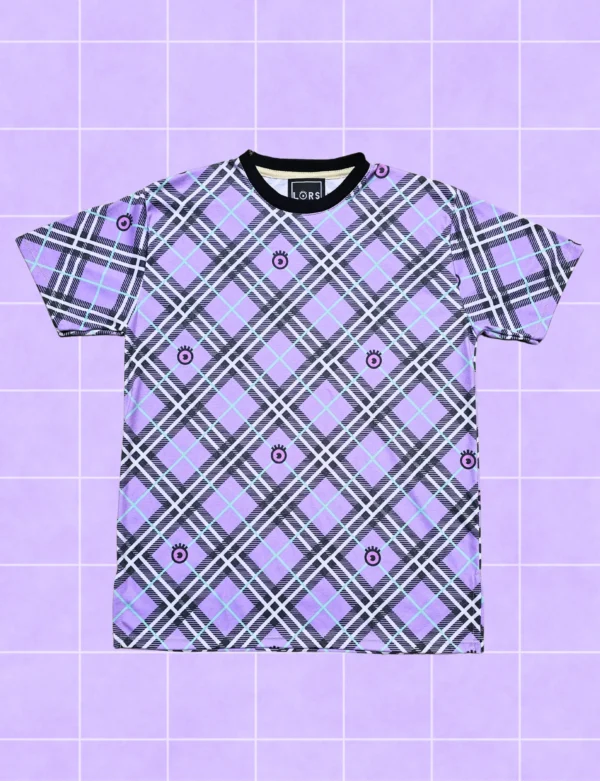 Polera lila tartán