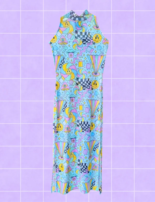 Vestido mesh trip celeste