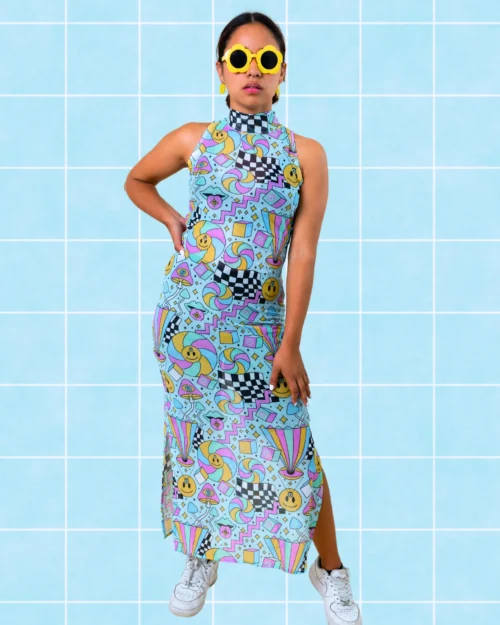 Vestido mesh trip celeste