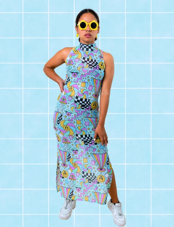 Vestido mesh trip celeste