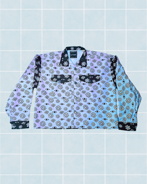 Chaqueta con flores celeste