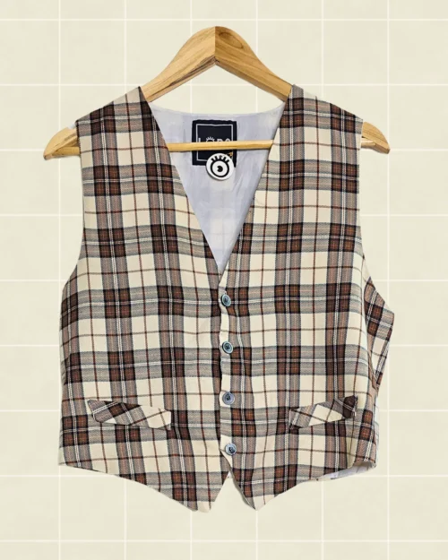 Chaleco tartán café